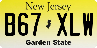 NJ license plate B67XLW