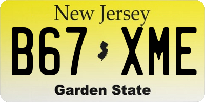 NJ license plate B67XME