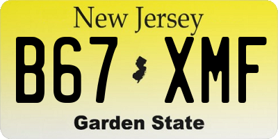 NJ license plate B67XMF