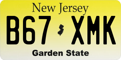 NJ license plate B67XMK