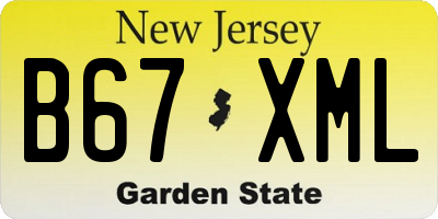 NJ license plate B67XML