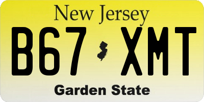 NJ license plate B67XMT
