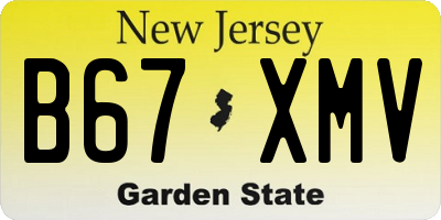 NJ license plate B67XMV