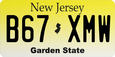 NJ license plate B67XMW