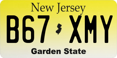 NJ license plate B67XMY