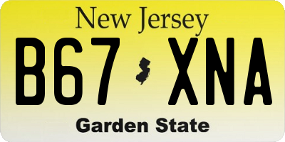 NJ license plate B67XNA