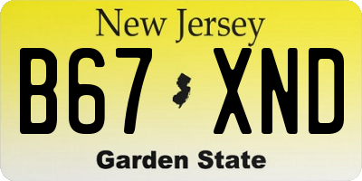 NJ license plate B67XND