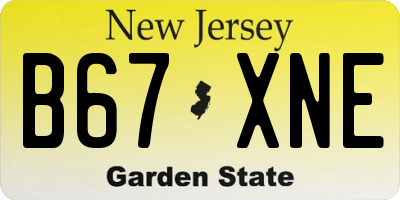 NJ license plate B67XNE