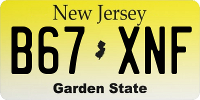 NJ license plate B67XNF