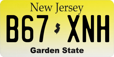 NJ license plate B67XNH