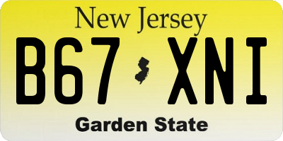 NJ license plate B67XNI