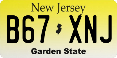 NJ license plate B67XNJ