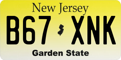 NJ license plate B67XNK