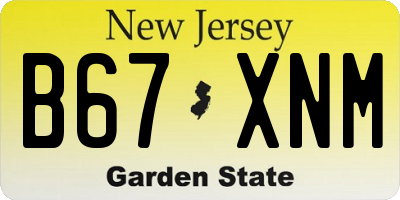 NJ license plate B67XNM