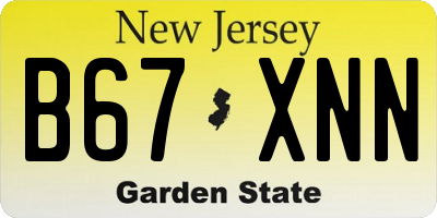 NJ license plate B67XNN