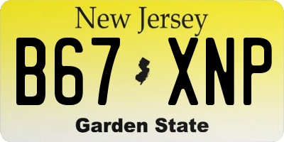 NJ license plate B67XNP