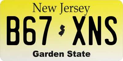 NJ license plate B67XNS