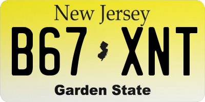 NJ license plate B67XNT