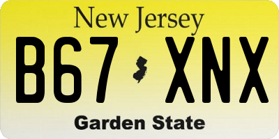 NJ license plate B67XNX