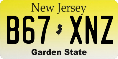 NJ license plate B67XNZ