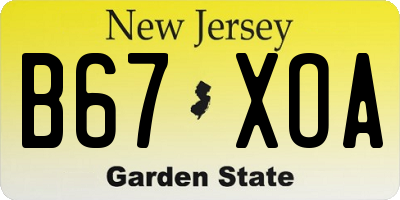 NJ license plate B67XOA