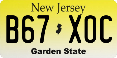 NJ license plate B67XOC