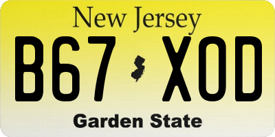 NJ license plate B67XOD