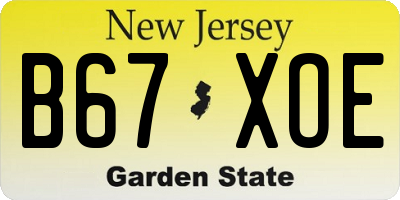 NJ license plate B67XOE