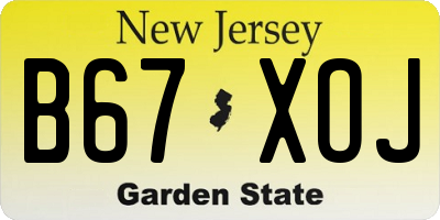 NJ license plate B67XOJ