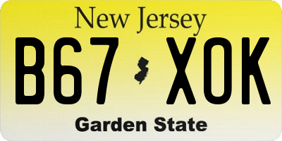 NJ license plate B67XOK