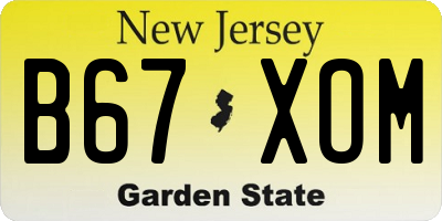 NJ license plate B67XOM