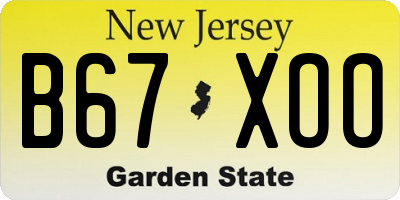 NJ license plate B67XOO
