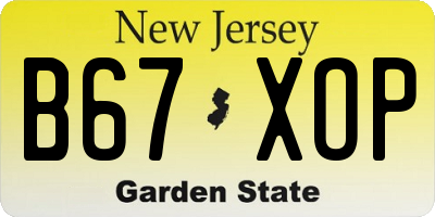 NJ license plate B67XOP