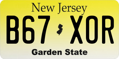NJ license plate B67XOR