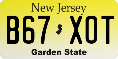 NJ license plate B67XOT