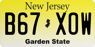NJ license plate B67XOW
