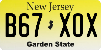 NJ license plate B67XOX