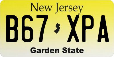 NJ license plate B67XPA