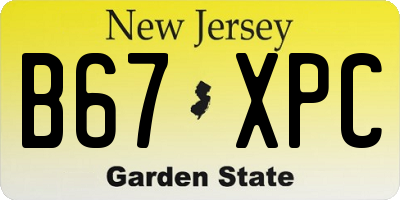 NJ license plate B67XPC
