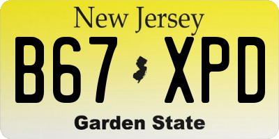 NJ license plate B67XPD