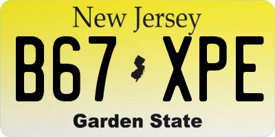 NJ license plate B67XPE