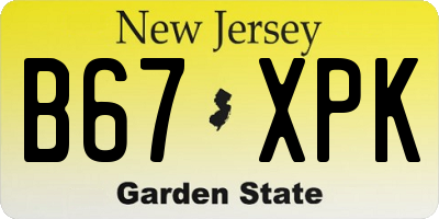 NJ license plate B67XPK