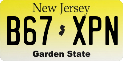 NJ license plate B67XPN