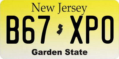 NJ license plate B67XPO