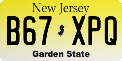 NJ license plate B67XPQ