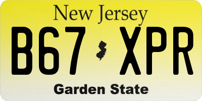 NJ license plate B67XPR
