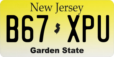 NJ license plate B67XPU
