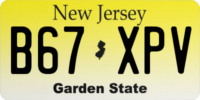 NJ license plate B67XPV
