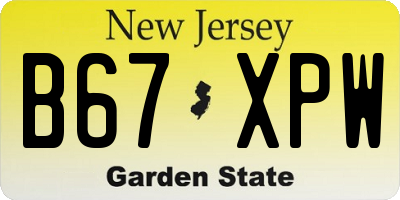 NJ license plate B67XPW