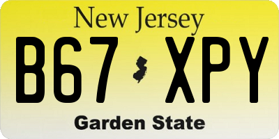NJ license plate B67XPY